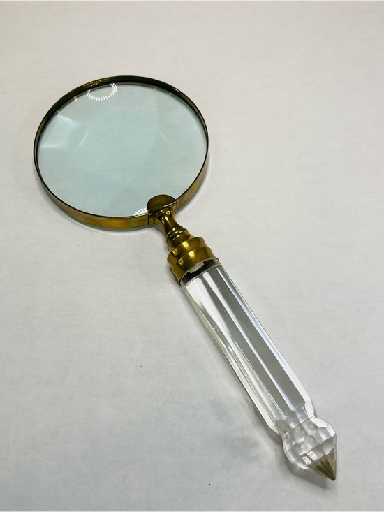 Other - Vintage Acrylic and Brass Handle Magnifying Glass 4 inch Diameter